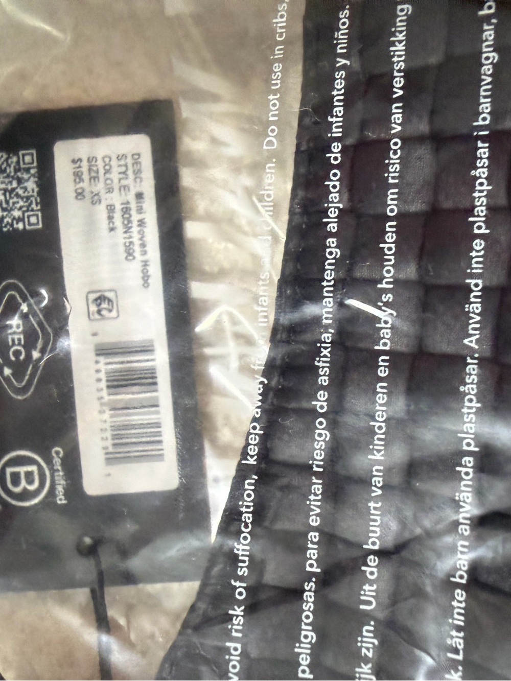 NWT MZ Wallace Woven Crossbody Hobo - Black - Still in plastic bag, never used. - Picture 6 of 10